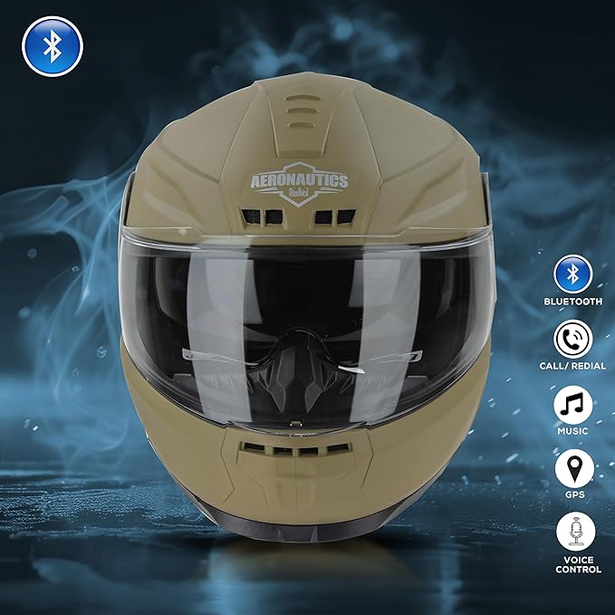Helmetkart Bluetooth Full Face ISI Certified Helmet for Men with Inner Smoke Sun Shield | SBH-40 7Wings