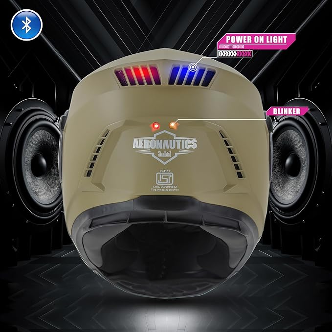 Helmetkart Bluetooth Full Face ISI Certified Helmet for Men with Inner Smoke Sun Shield | SBH-40 7Wings