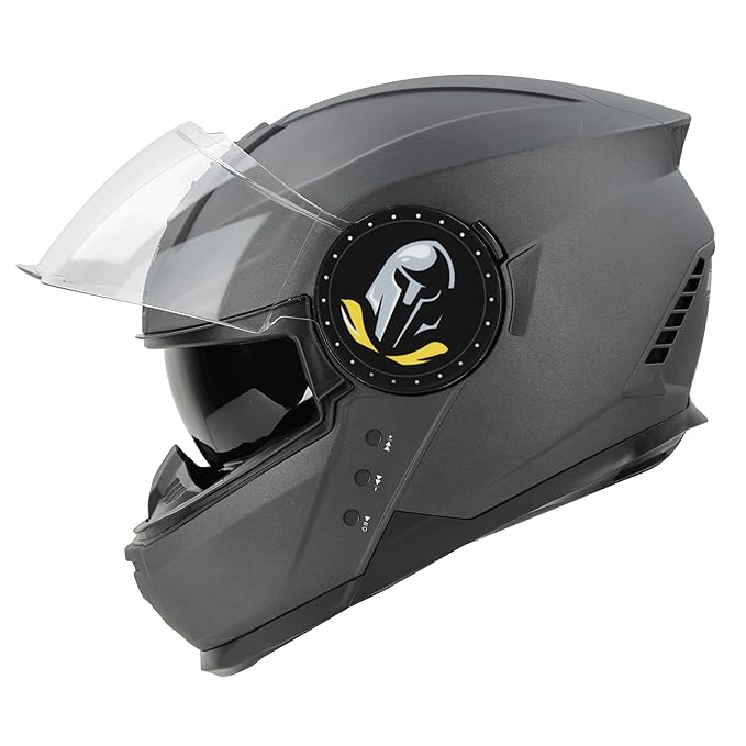 Helmetkart Bluetooth Full Face ISI Certified Helmet for Men with Inner Smoke Sun Shield | SBH-40 7Wings