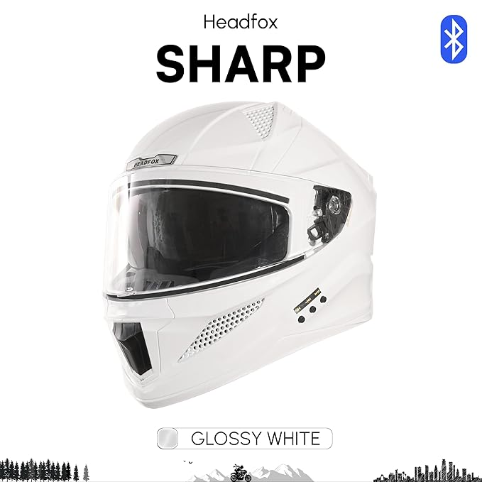 HelmetkartSharp Smart Bluetooth Full Face Helmet for Man & Women for Bike with Dual Visor, Aircraft Light, Noise Cancellation, Voice Assistance & GPS