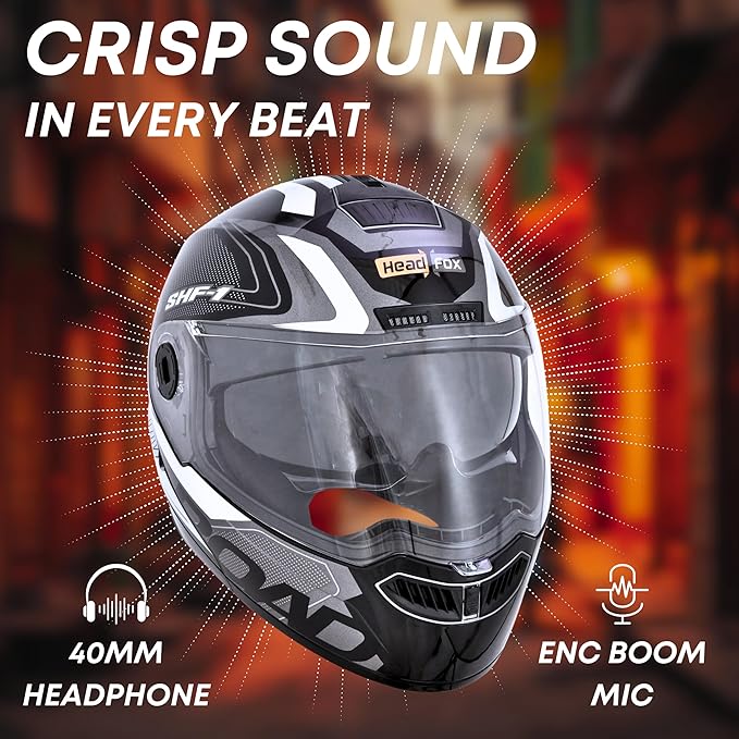 Helmetkart N2 Road Motorcycle Bluetooth Flip-up ISI Certified Helmet for Men, Connects Two Mobiles at Same Time with Music, Navigation & Waterproof, Compatible with iOS and Android