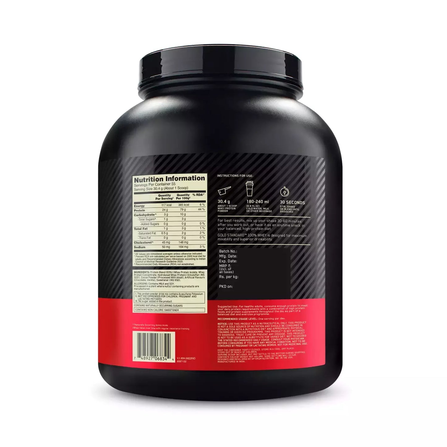 Optimum Nutrition (On) Gold Standard 100% Whey Protein Double Rich Chocolate Flavour 1.7 Kg Powder