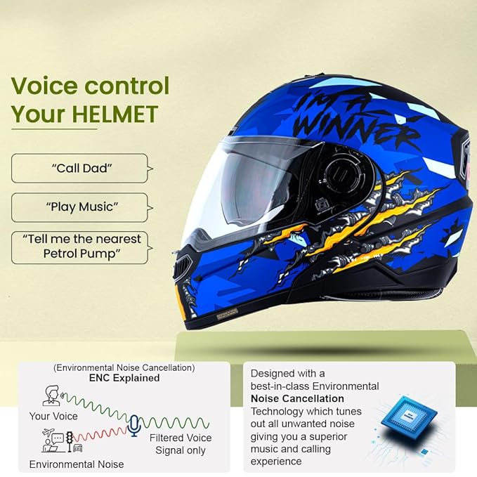 Helmetkart Smart Bluetooth Helmet with Calls | Music | GPS | Waterproof | Voice Assistant & Dual Visor
