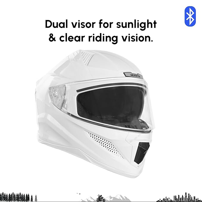 HelmetkartSharp Smart Bluetooth Full Face Helmet for Man & Women for Bike with Dual Visor, Aircraft Light, Noise Cancellation, Voice Assistance & GPS