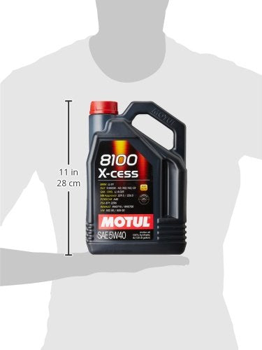Motul 8100 X-Cess 5W-40 API SN/CF Fully Synthetic Gasoline and Diesel Engine Oil for Car (4 L | 104256)