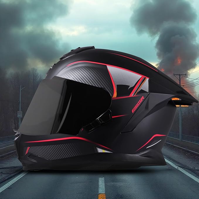 Helmetkart ISI and DOT Certified Full Face Helmet for Men and Women with Inner Chrome Sun Shield