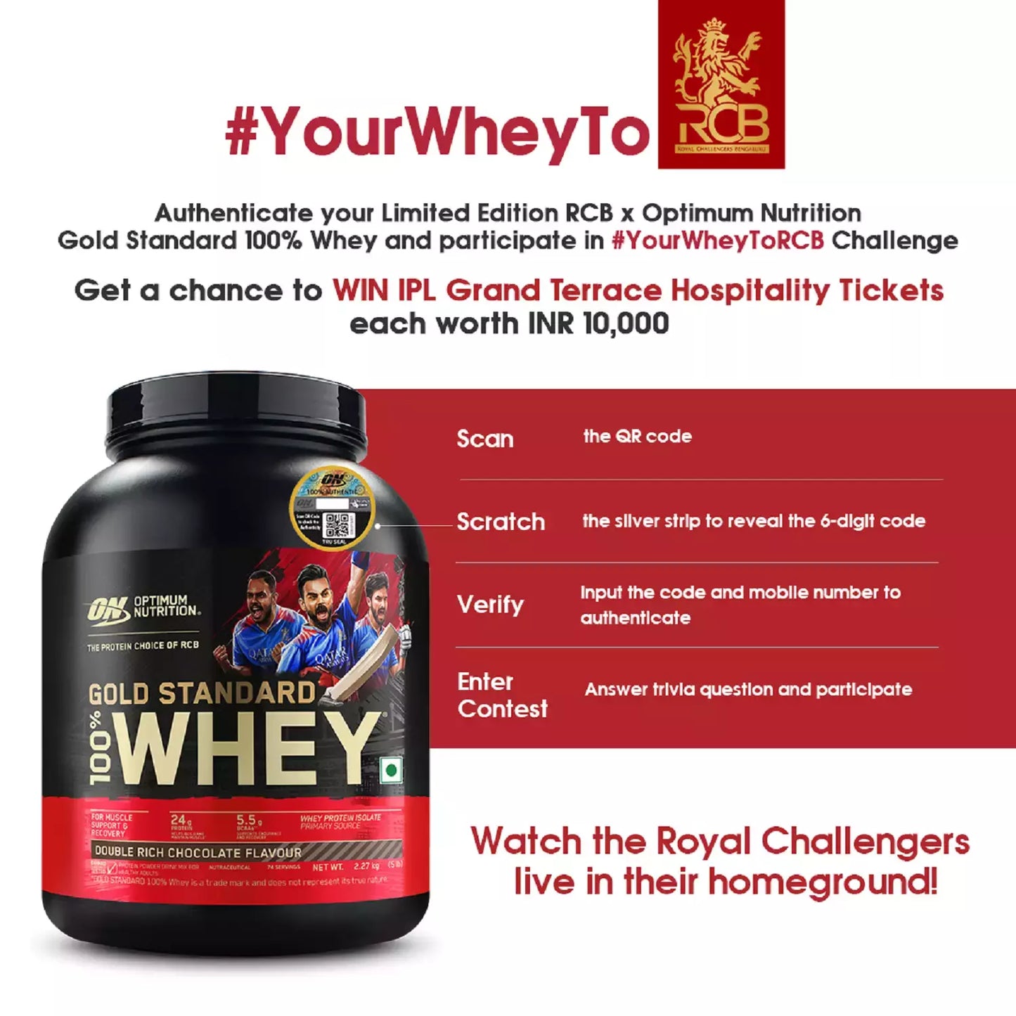 Optimum Nutrition (On) Gold Standard 100% Whey Protein Double Rich Chocolate Flavour 2.27kg Powder