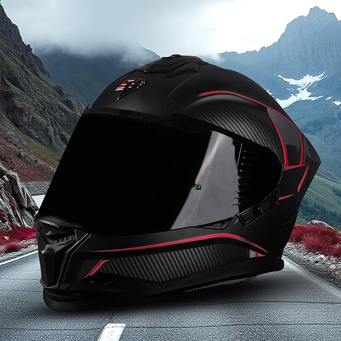 Helmetkart ISI and DOT Certified Full Face Helmet for Men and Women with Inner Chrome Sun Shield