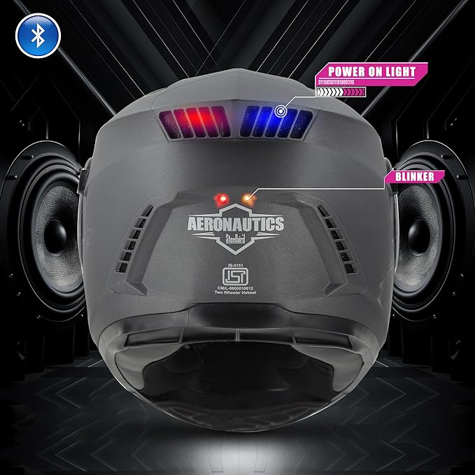 Helmetkart Bluetooth Full Face ISI Certified Helmet for Men with Inner Smoke Sun Shield | SBH-40 7Wings
