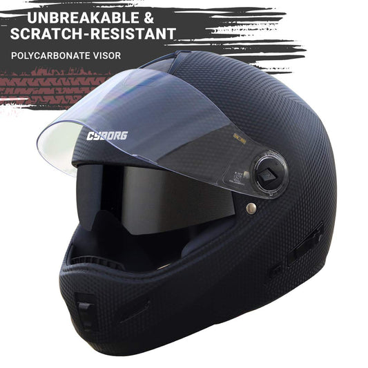 Helmetkart ISI Certified Full Face Helmet for Men and Women with Inner Smoke Sun Shield and Outer Clear Visor