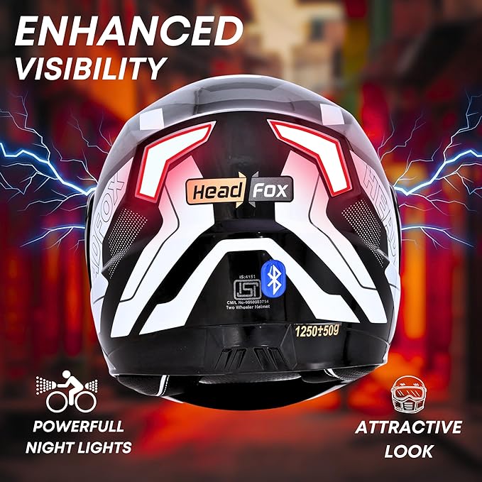 Helmetkart N2 Road Motorcycle Bluetooth Flip-up ISI Certified Helmet for Men, Connects Two Mobiles at Same Time with Music, Navigation & Waterproof, Compatible with iOS and Android