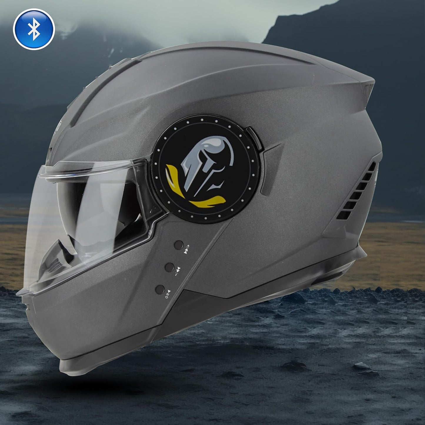Helmetkart Bluetooth Full Face ISI Certified Helmet for Men with Inner Smoke Sun Shield | SBH-40 7Wings