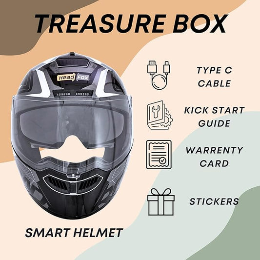Helmetkart N2 Road Motorcycle Bluetooth Flip-up ISI Certified Helmet for Men, Connects Two Mobiles at Same Time with Music, Navigation & Waterproof, Compatible with iOS and Android