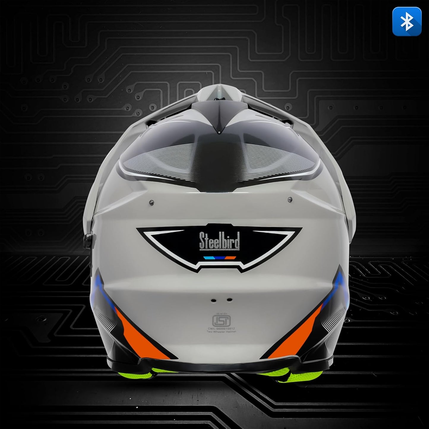 Helmetkart Racer Bluetooth Off Road ISI Certified Motocross Double Visor Full Face Helmet Outer Clear Visor and Inner Smoke Sun Shield